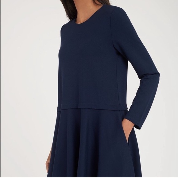 Cuyana Ponte Long Sleeve‎ Dress in Navy - Picture 3 of 15